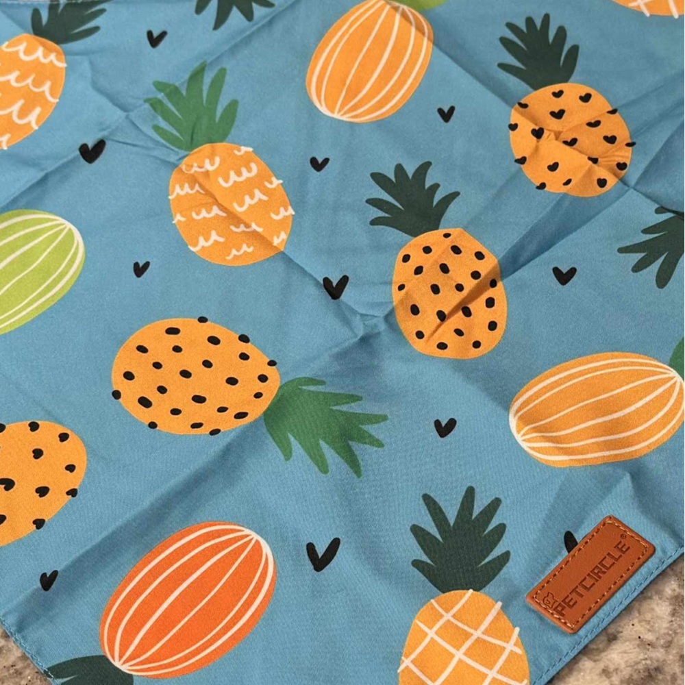 NEW Set of 2 Pineapple & peach Print Dog Bandanas XL - Picture 8 of 12